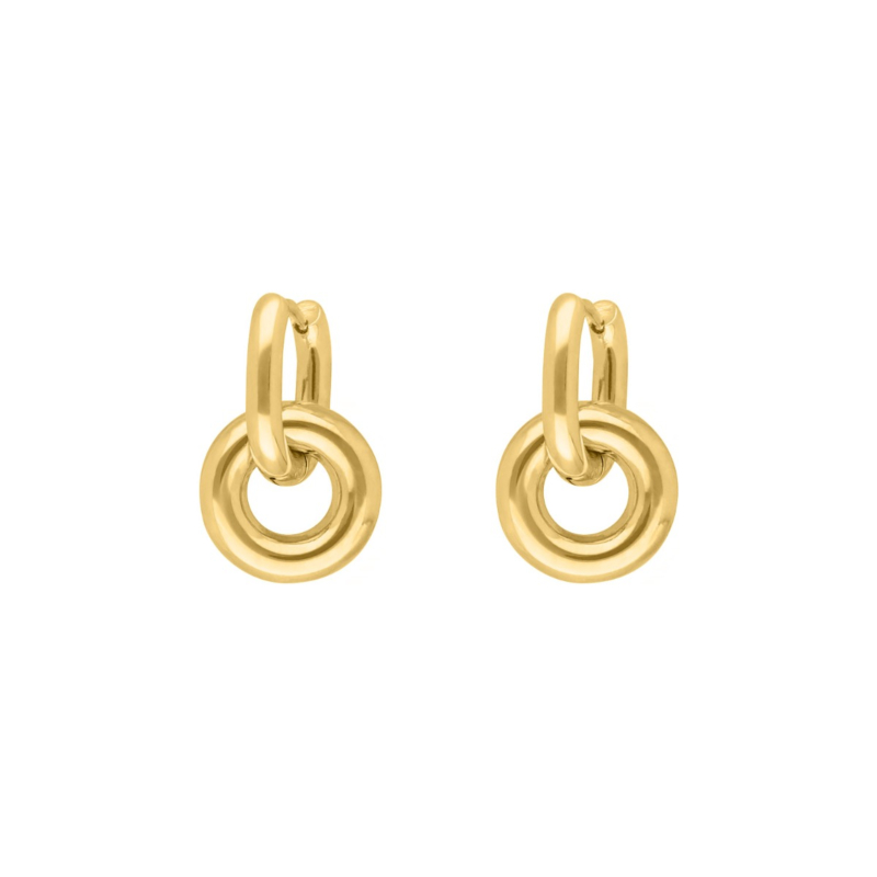 Oorringen met hanger rond goud