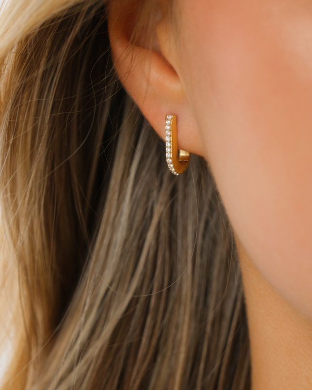 Mini oorringen met gouden steentjes