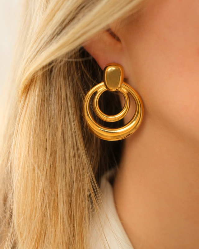 Gouden ronde statement oorbellen