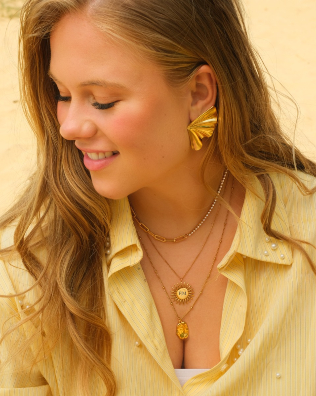 Zon ketting initials goudkleurig