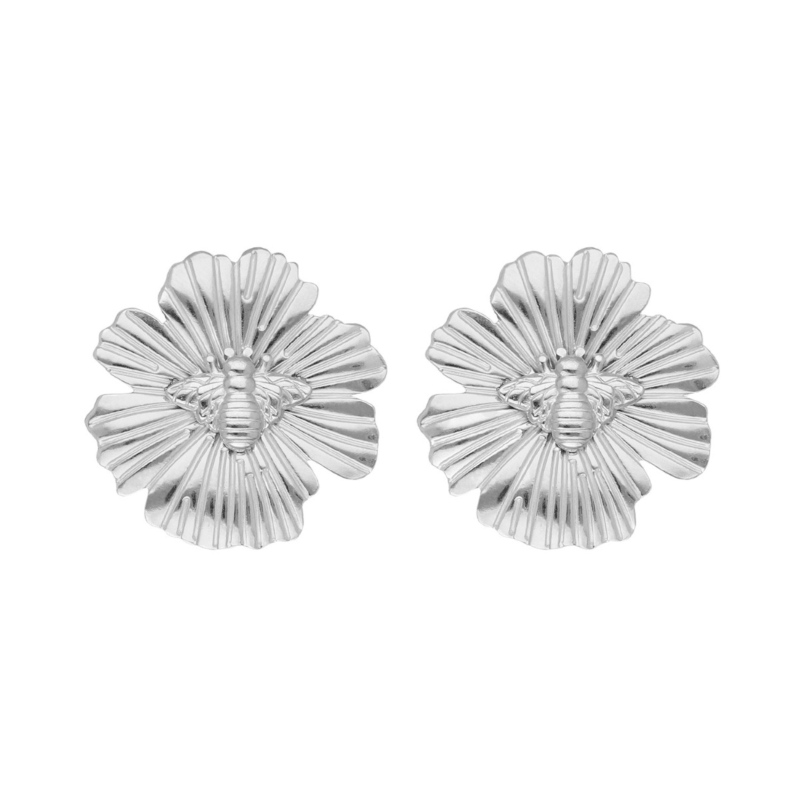 Stud oorbellen bloem & bijtje