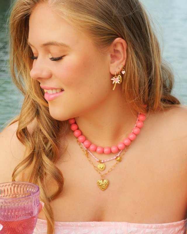Schakelketting vintage hartje goudkleurig