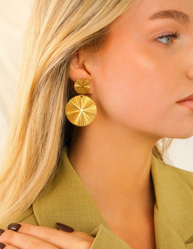 Gouden dubbele oorbellen rond