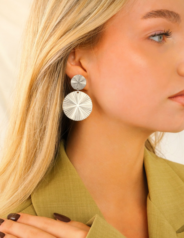 Zilveren ronde oorbellen dubbel