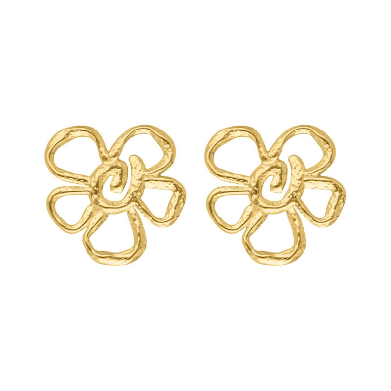 Organic flower oorbellen goudkleurig