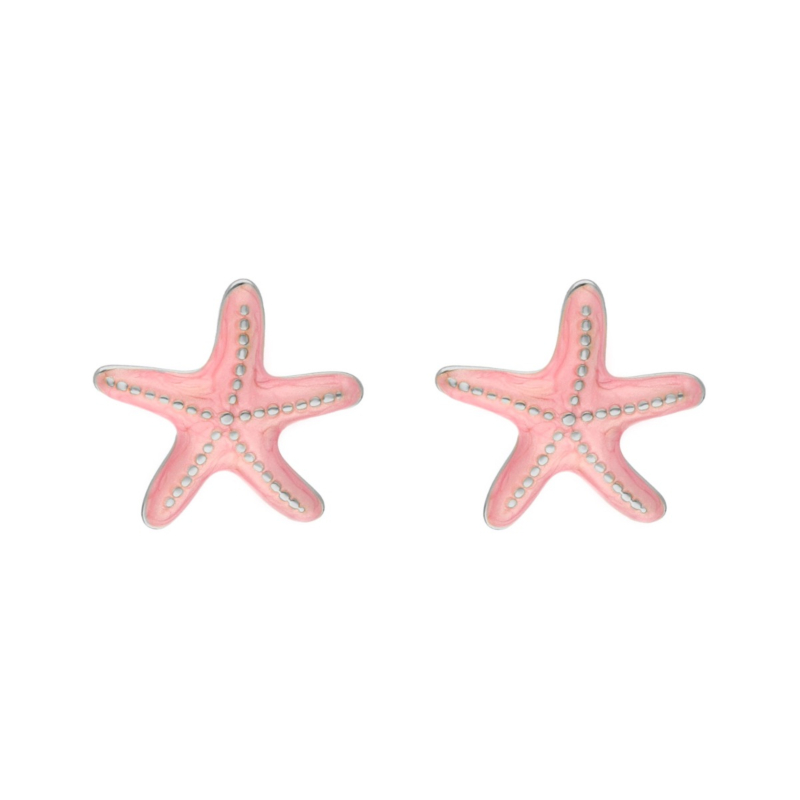 Stud oorbellen roze zeester