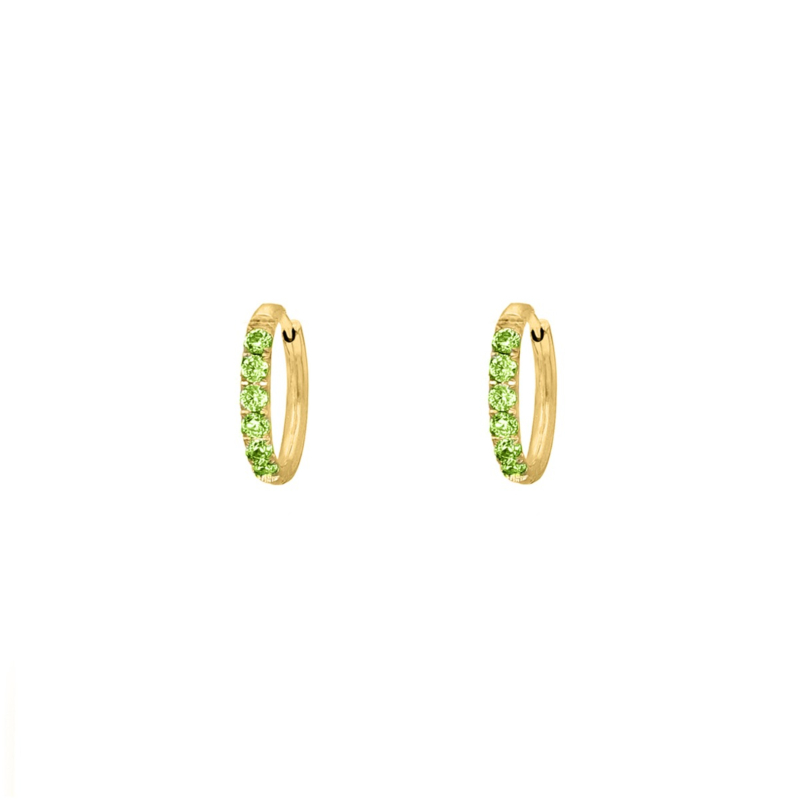 Shiny oorringetjes groen 10 mm goudkleurig