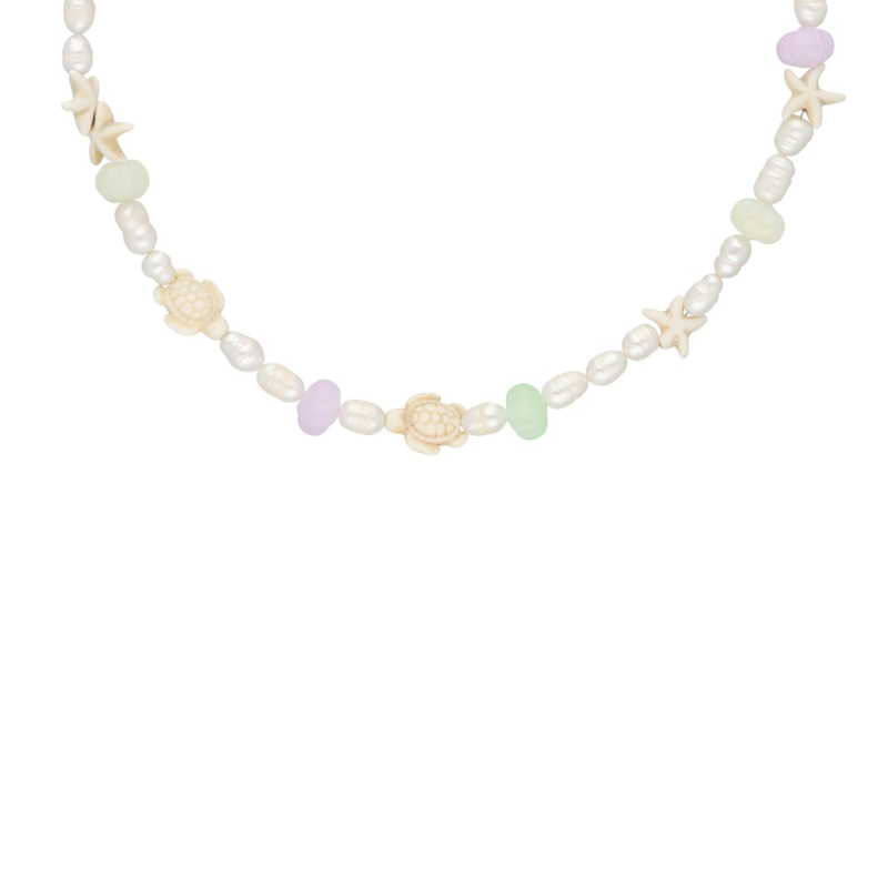 Pastel parelketting beach goudkleurig 