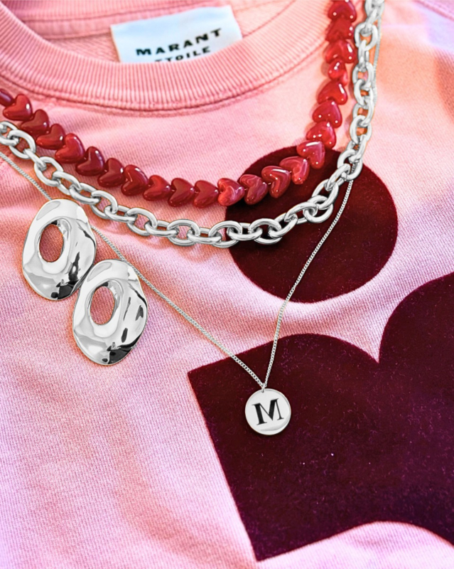 Zilveren necklaceparty en oorbellen