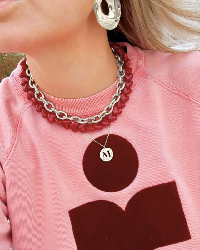 Zilveren kettingen met rode kralen ketting