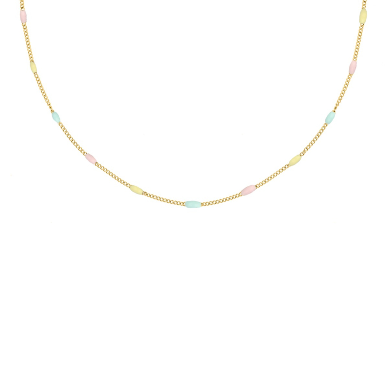 Ketting met bolletjes pastel goudkleurig