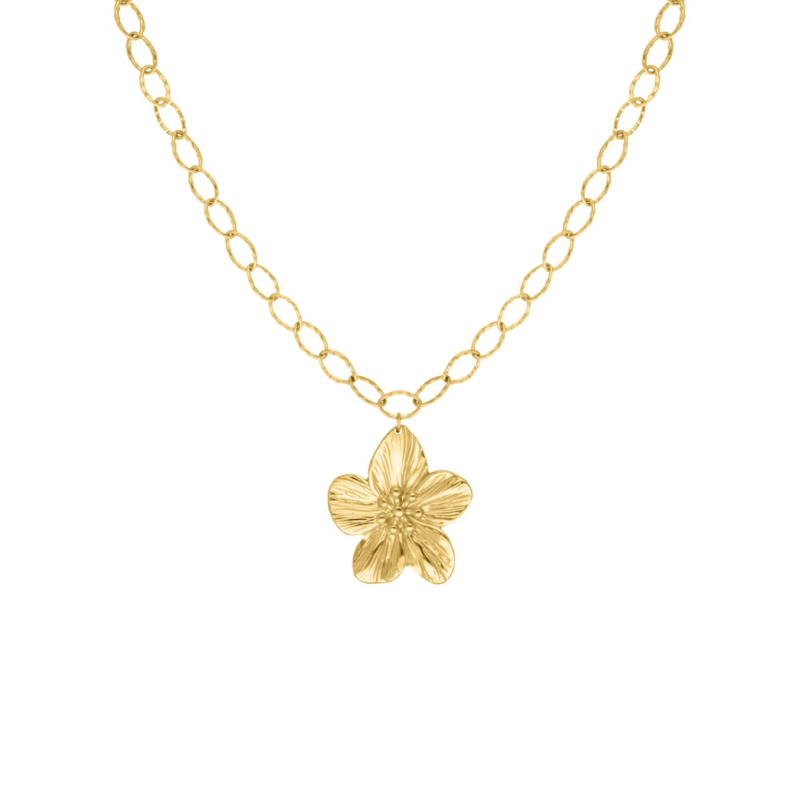 gouden chain ketting met bloem bedel