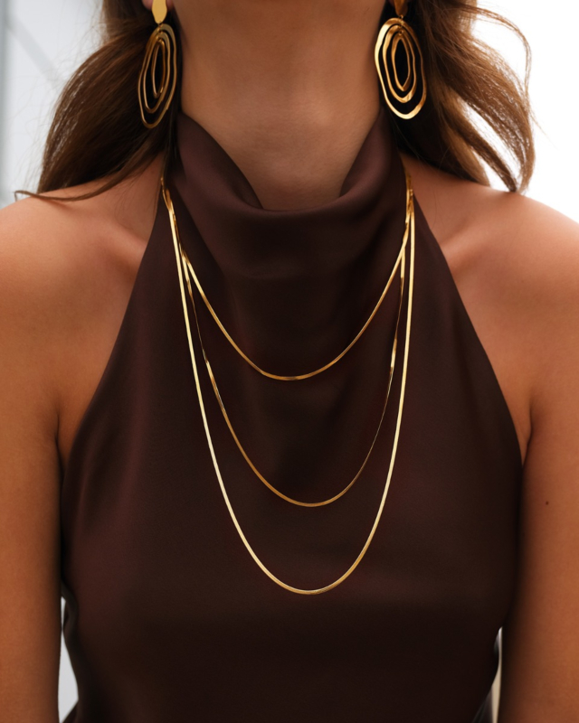 Snake ketting triple goudkleurig