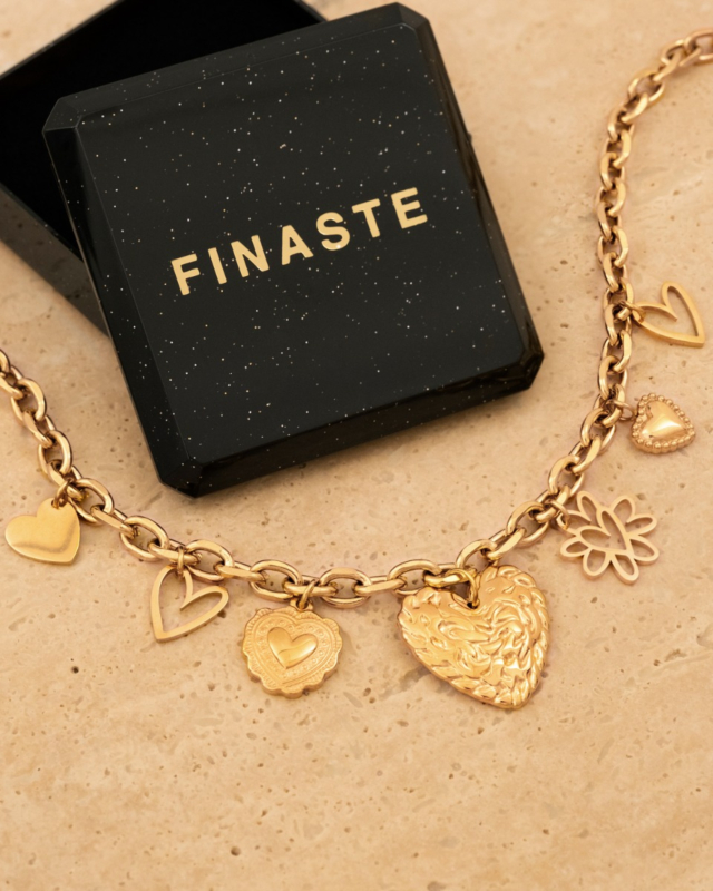 Sieradendoosje met hartjes ketting