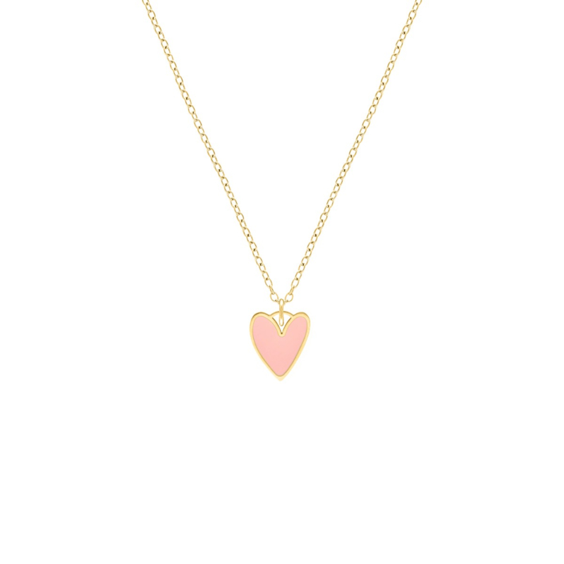 Ketting love heart pink goudkleurig