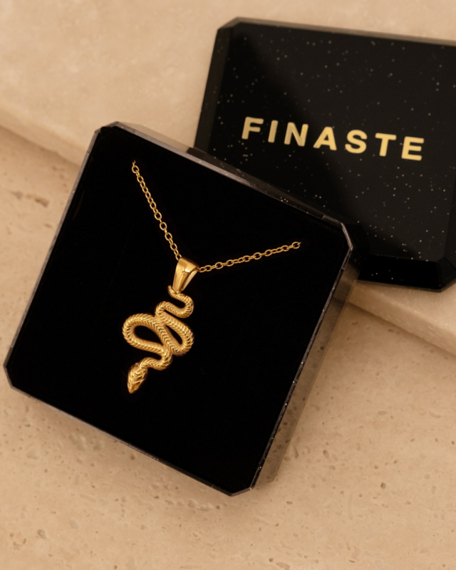 gouden ketting met slang in sieradendoosje