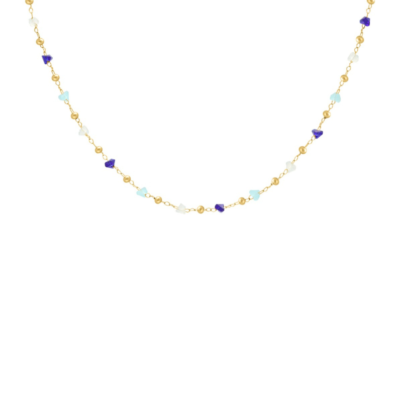 Bolletjes ketting met steentjes goudkleurig