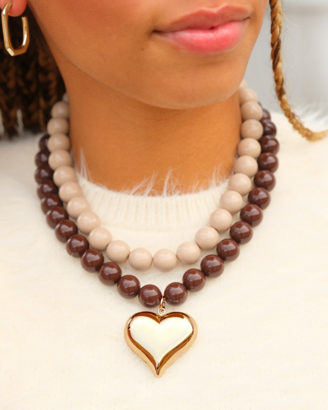 Beige en bruine kralen kettingen