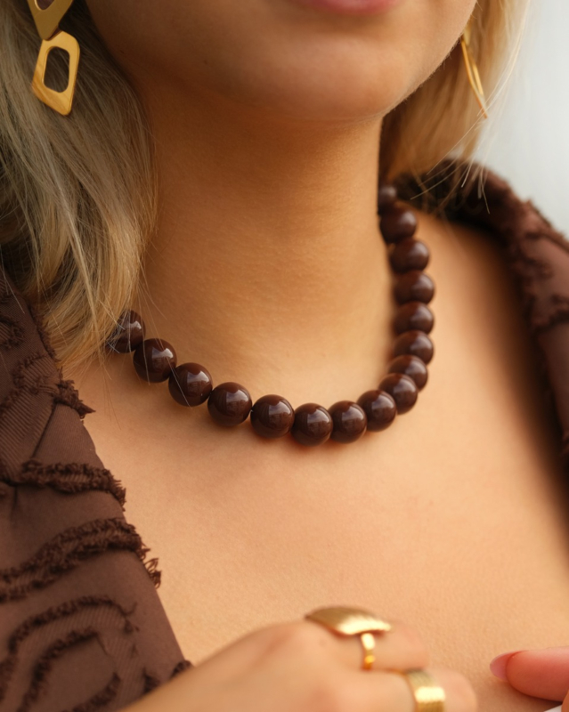 Kralen ketting bruin