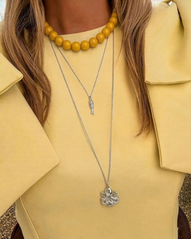 Zilveren necklaceparty met kralen en hangers