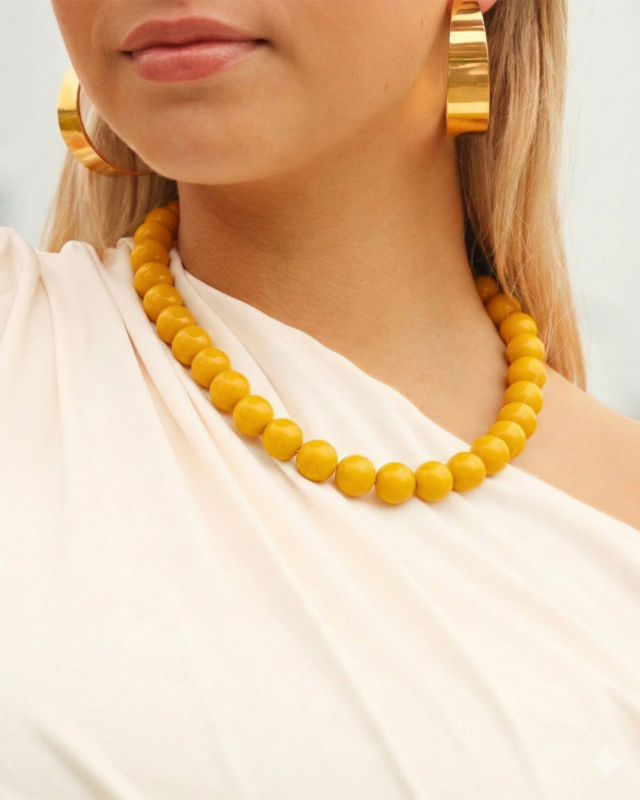 Ketting met kralen geel