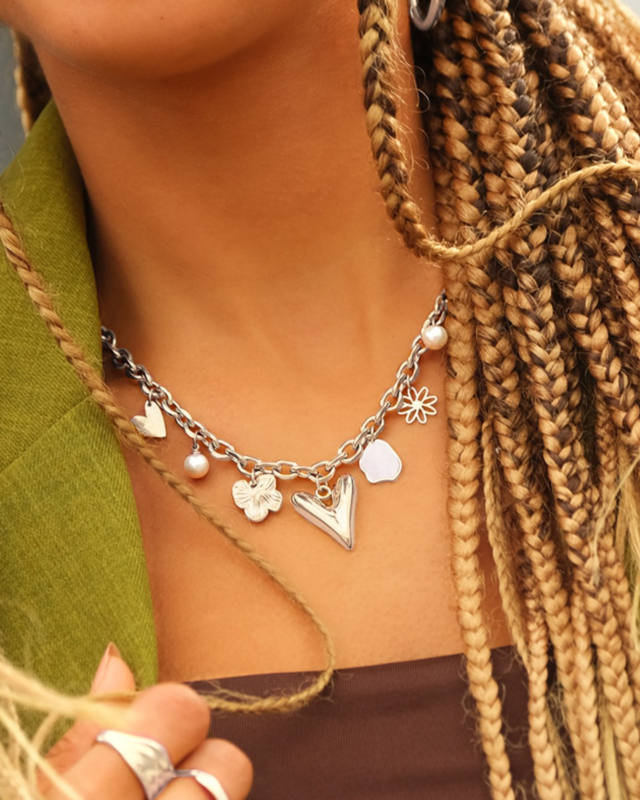 Zilveren charm ketting
