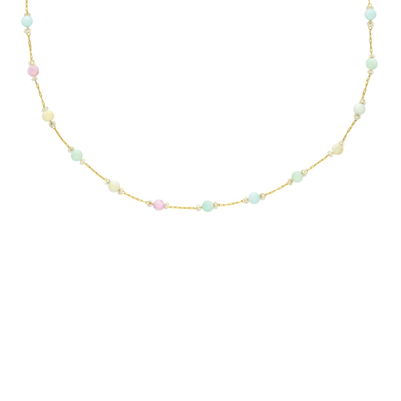 Ketting pastel kraaltjes goudjkleurig