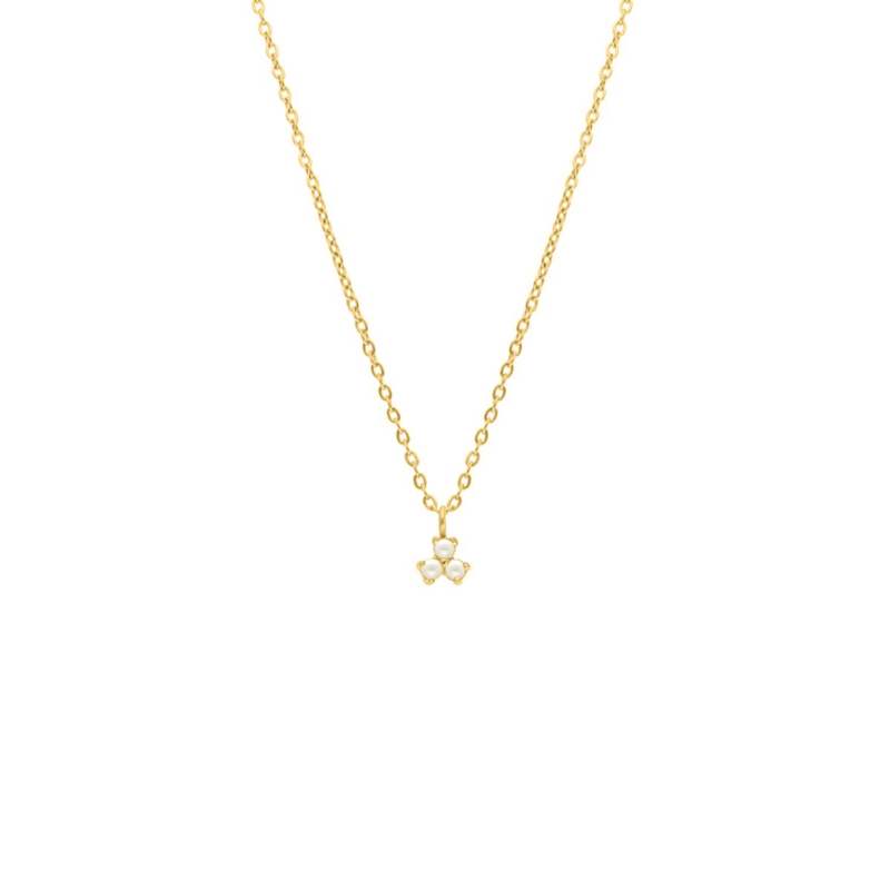 Ketting triple pearl goudkleurig