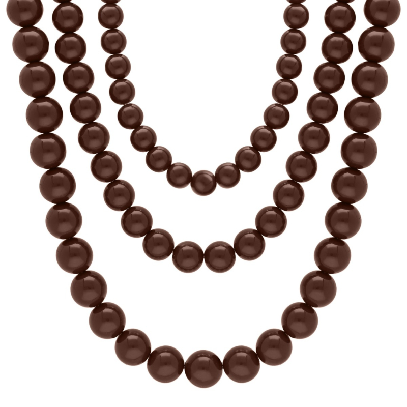 Kralenketting triple bruin goudkleurig