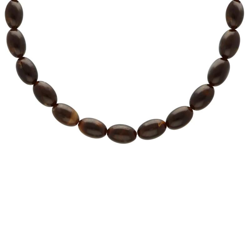 Ovale kralen ketting bruin