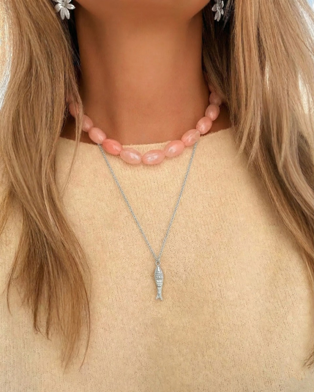 Kettingen mix met zilveren vis ketting