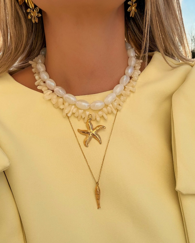 Witte ovale kralen ketting