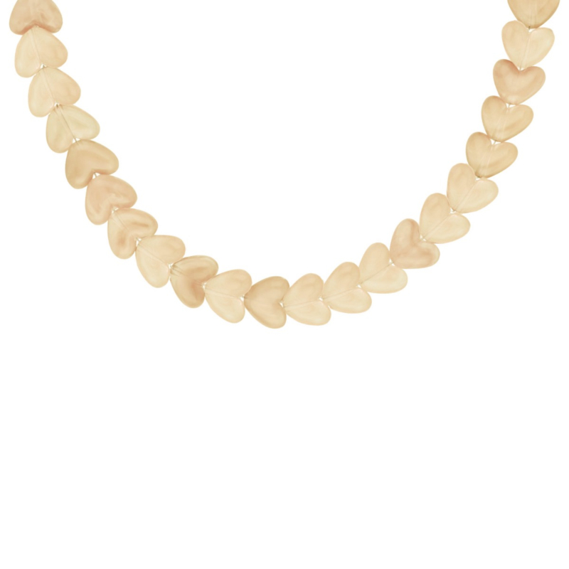 Kralenketting hartjes beige