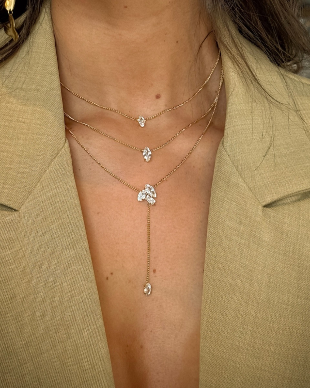 Driedubbele ketting met steentjes