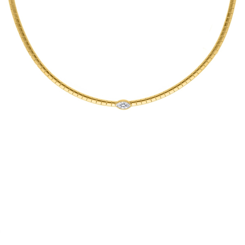 Snake ketting met steentje goudkleurig