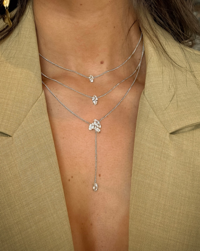 Drie dubbele ketting zilver