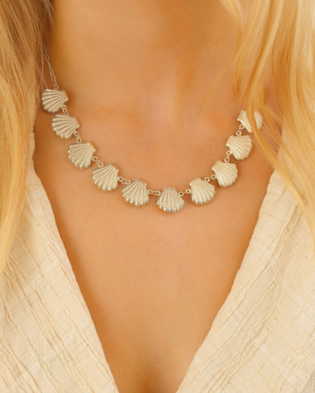 schelpen ketting zilver