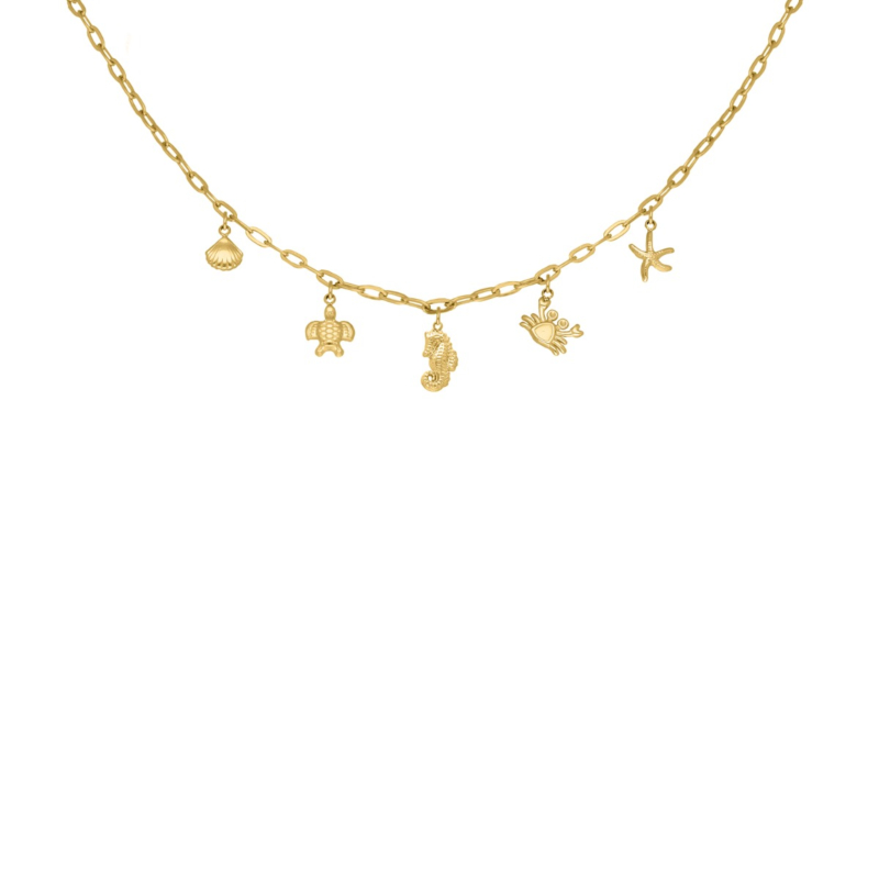Bedelketting zee bedels goudkleurig