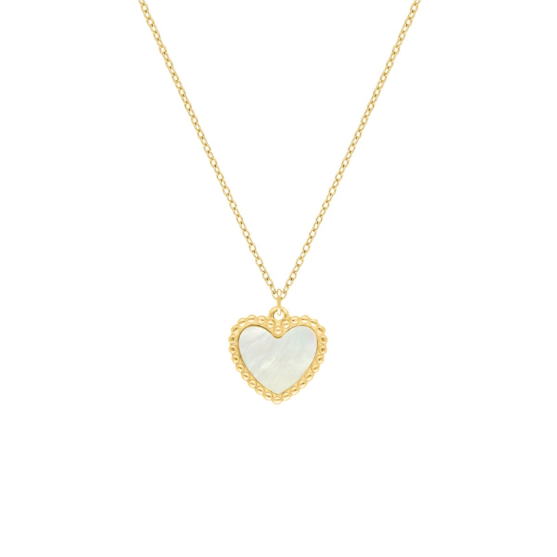 Hartjes ketting parelmoer goudkleurig