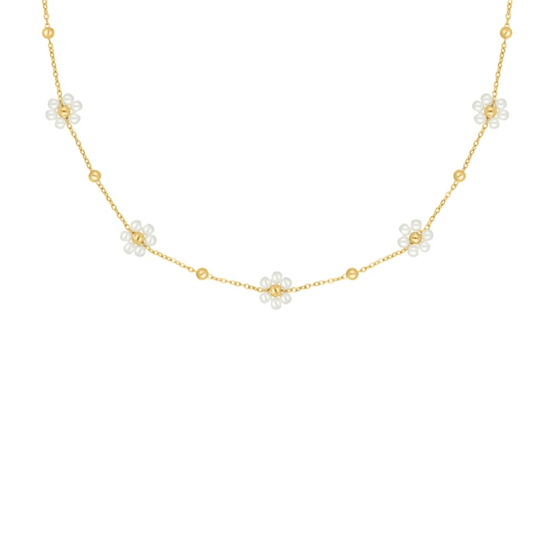 Ketting met bloemetjes goudkleurig