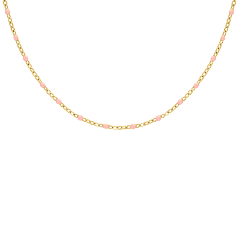 Ketting pink dots goudkleurig