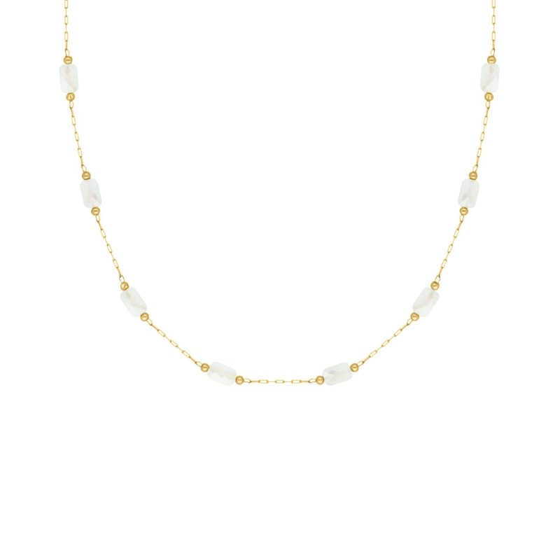Ketting witte kraaltjes goudkleurig