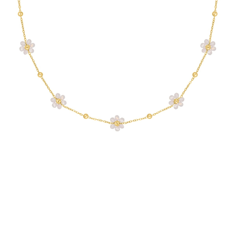 gouden roze bloemetjes ketting