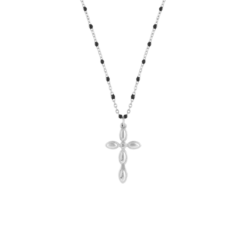 Kruisketting met zwarte bolletjes