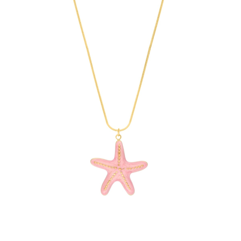 Ketting met roze zeester goudkleurig
