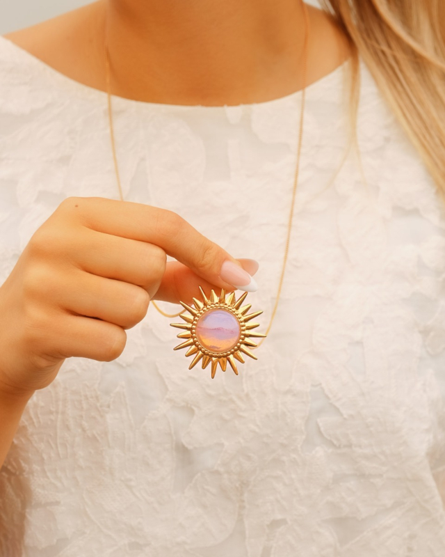Gouden zon ketting vintage
