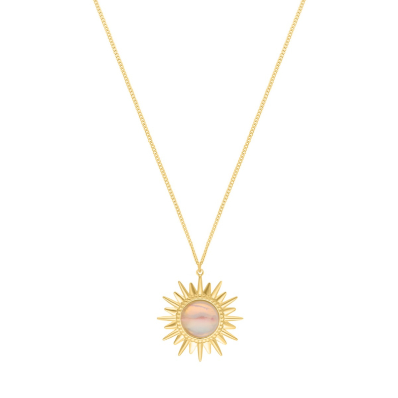 Lange ketting met zon vintage goudkleurig