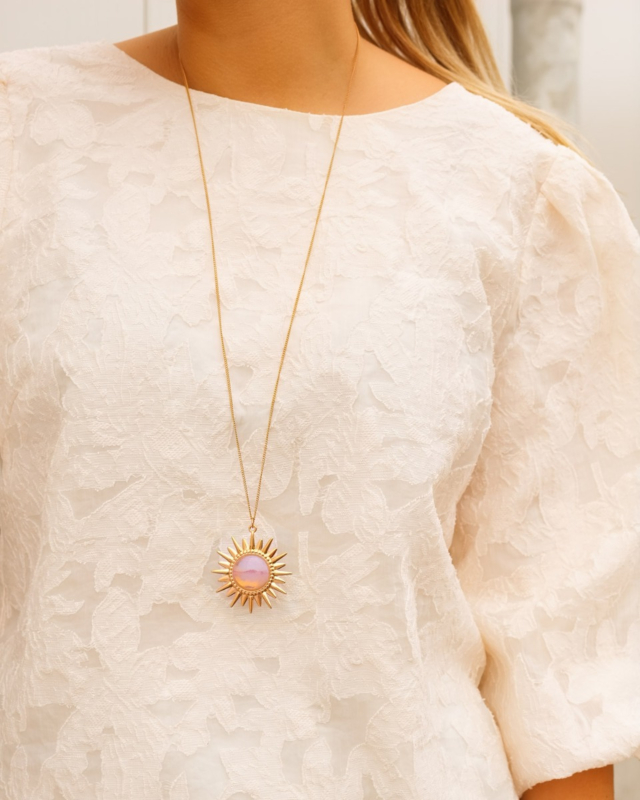 Lange gouden ketting met zon