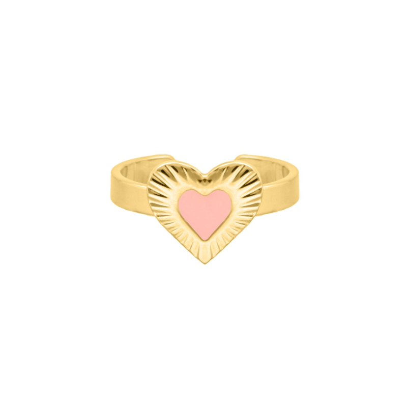 Ring met hartje roze goudkleurig