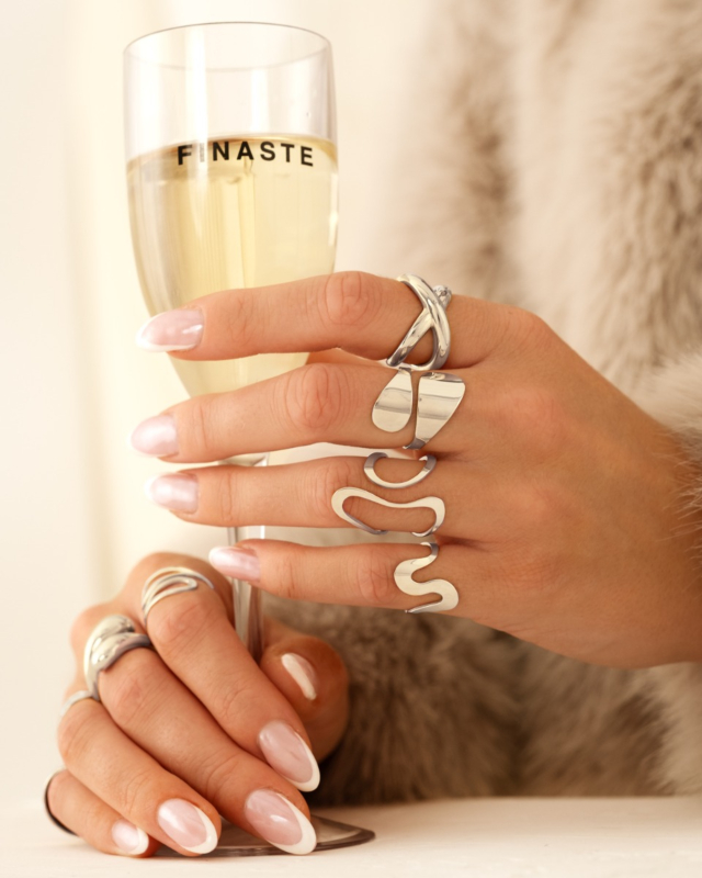 Zilveren ringen mix met golven ringen
